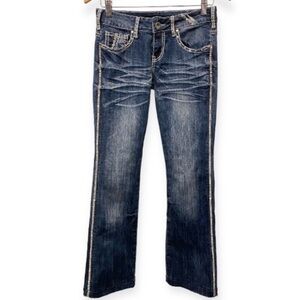 Cowgirl Tuff 3 (26) Dallas Jeans Boot Cut Low Rise Release Hem Western Stretch